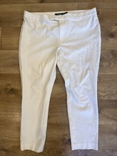 Lauren Ralph Lauren White Slim Ankle Pants Stretch 16 Preppy Flat Front