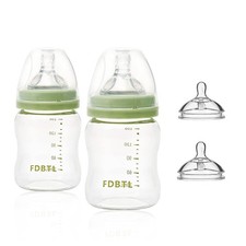 Baby Bottle Glass Wide Neck, Closer to Breastfeeding, Slow Flow Nipple, Anti-...