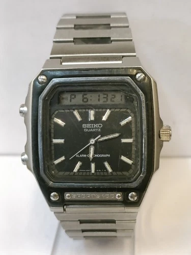 VINTAGE SEIKO ANA-DIGI QUARTZ BLACK DIAL H557-5090 JAPAN MEN'S WORKING