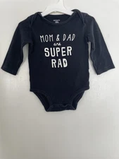 Carter's Baby Boys Mom Dad Super Rad 100% Cotton Long Sleeve Bodysuit Black 18 M