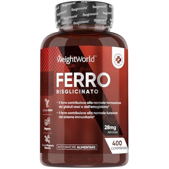 Ferro Bisglicinato Vegano 28mg | 400 Compresse | Alta Biodisponibilità