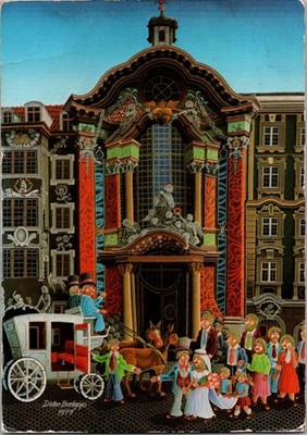 München Theatinerkirche Naive Hinterglasmalerei Continental Postcard