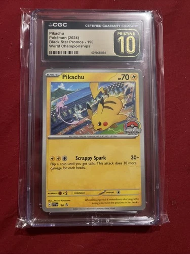 2024 Pokemon SVP SV Black Star Pikachu #190 World Championships CGC 10 Pristine
