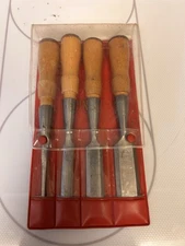 Vintage 4pc Dunlap Wood Chisel Set Vinyl Pouch Made in Germany