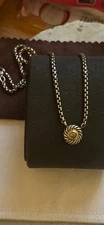 David Yurman 925 Sterling &14K Yellow Gold Peridot Cookie Necklace 16.75"