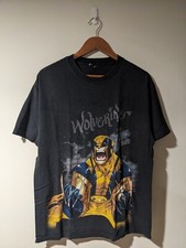 Vintage Y2K Marvel Mad Engine Wolverine Comic Black Large T-Shirt