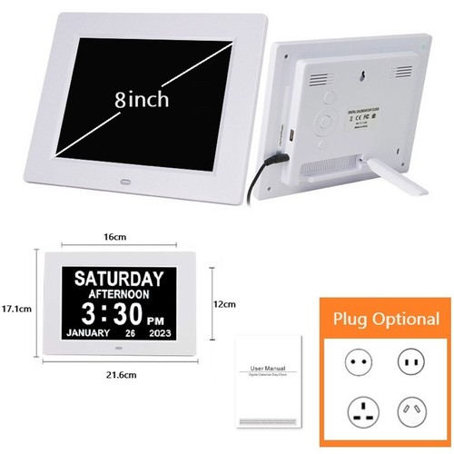 Digital Wecker Seniorenuhr 7/8 Zoll Digitaler Kalender Tag Uhr Für Demenz Sehsch - Picture 20 of 20