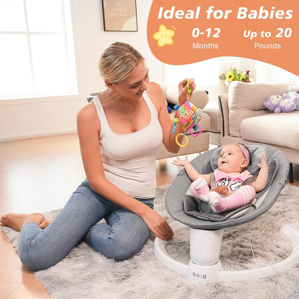 Columpio para bebé para bebés, 5 velocidades de balanceo con control remoto, 10 música y Bluetooth Foto 3 de 4