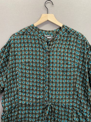 Bar III Womens Green Dress Button Long Sleeve Mini Drawstring Size Medium - Picture 3 of 11