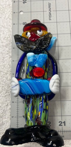 Murano Hand Blown Art Glass Clown Vintage 1960s Yellow Face Red Hat - Picture 7 of 7
