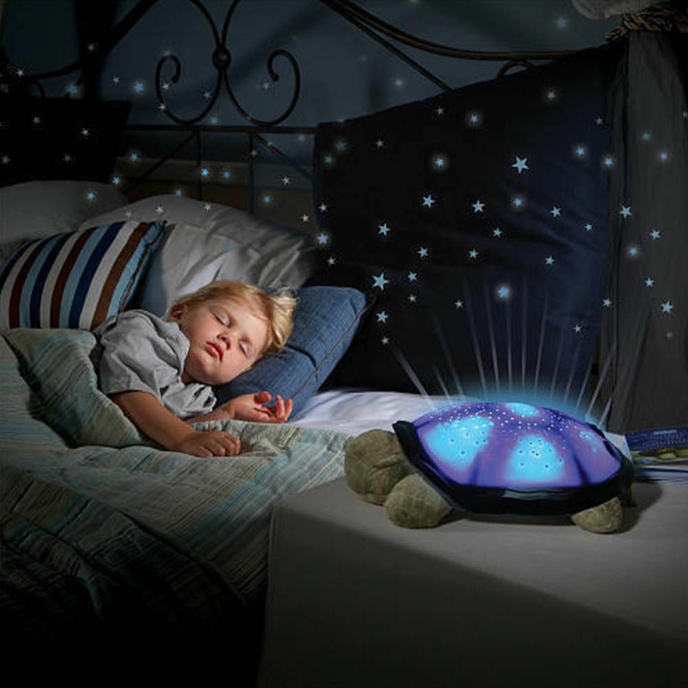 Turtle Led Night Light Sky Projection Musical Lamp Sleep Baby Kids Bedroom Night Lights Home Garden