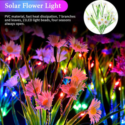 Solar Garden Lights LED Flower Stake Lamp Outdoor Yard Waterproof Patio Decor