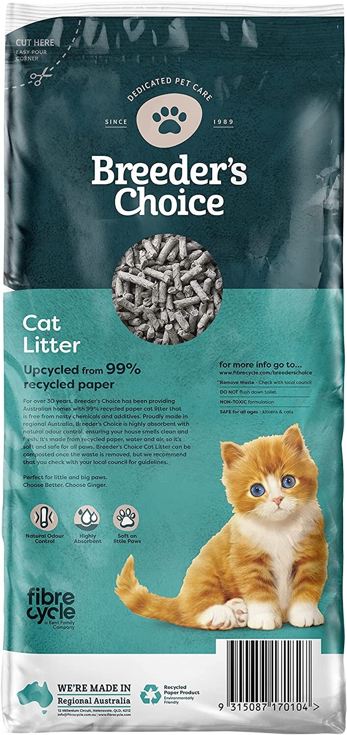 Breeders Choice 99 Recycled Paper Cat Litter 15 Litre 9315087170104 eBay