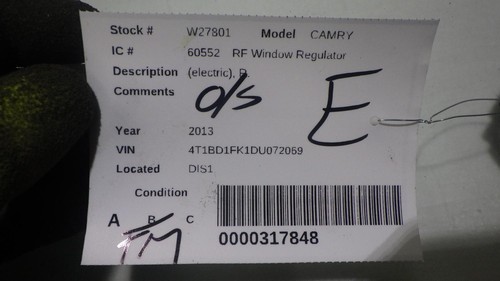 Regulador ventana delantero derecho toyota camry 13 - Imagen 2 de 10