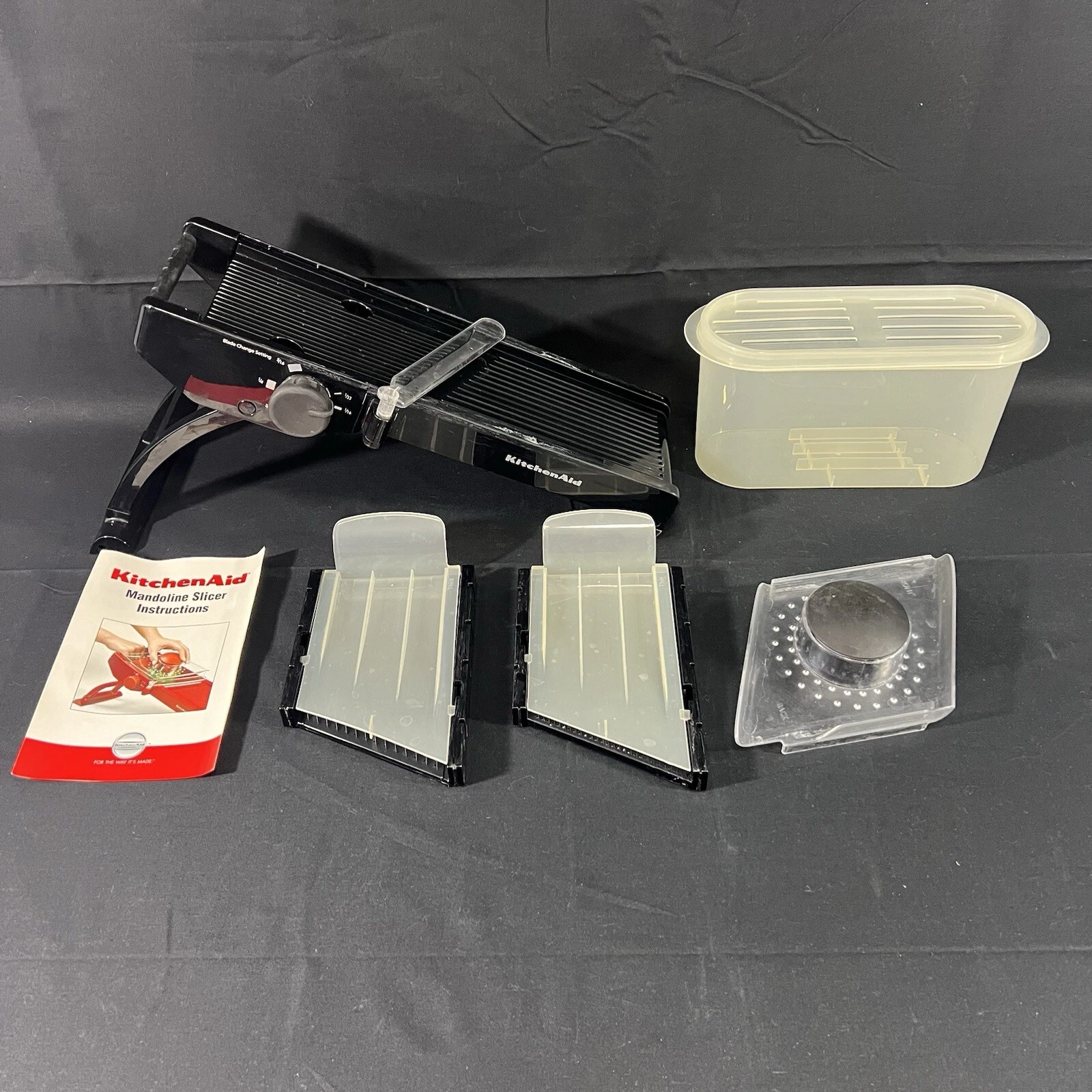 KitchenAid Mandoline Slicer Set 4 Piece Black Julienne Blade Non Slip Adjustable