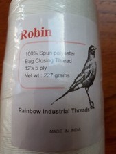 Robin brand spun polyester bag closing/upholstery white thread incl UK postage