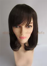 Girl Women Full Bangs Wig Short Wig Straight Wavy Bob Hair Cosplay Party FWG10