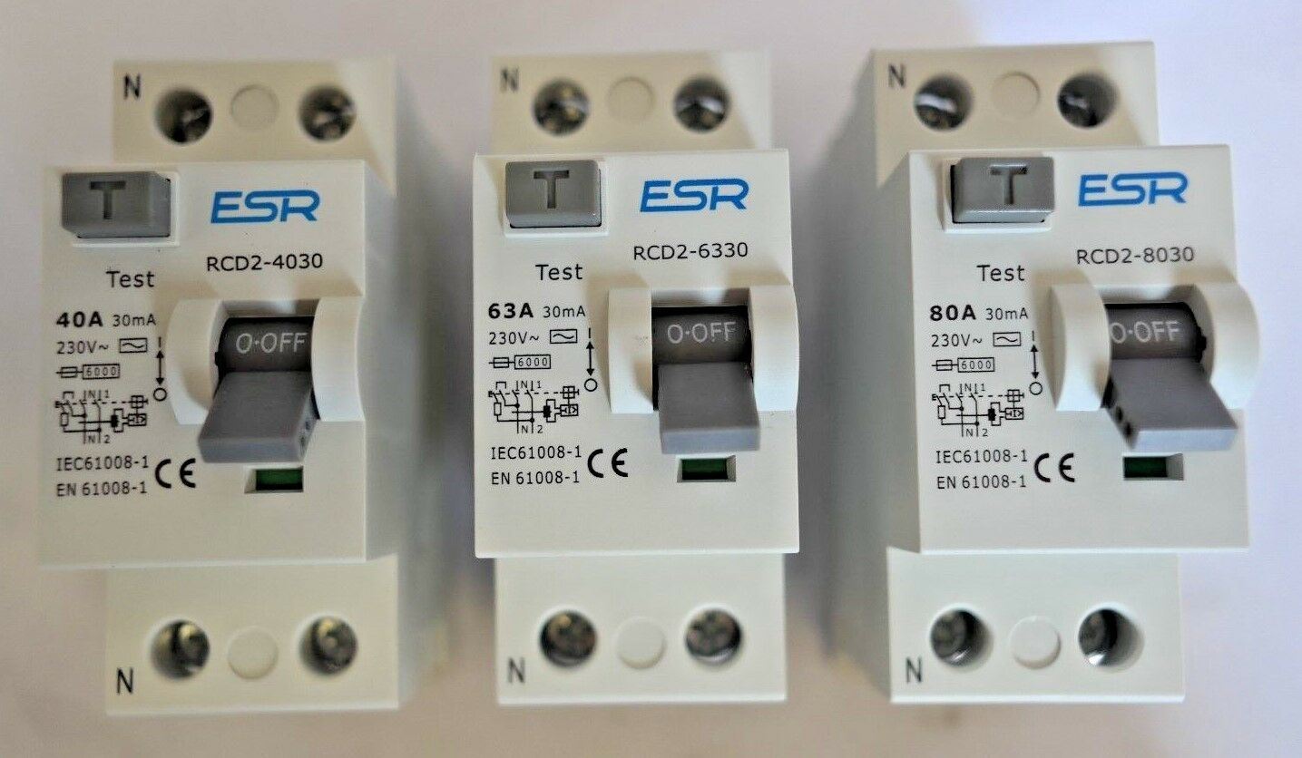 RCD 40, 63 80 AMP 30MA DOUBLE POLE RCD RESIDUAL CURRENT DEVICE 240v 6KA ...