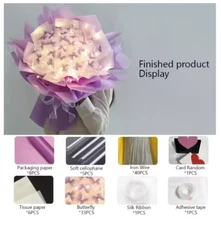 3 Colors Butterfly Bouquets Material Set With Light String DIY