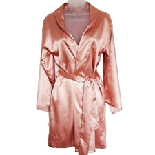 041 Pretty Little Thing Rose Pink Belted Satin Robe Kimono