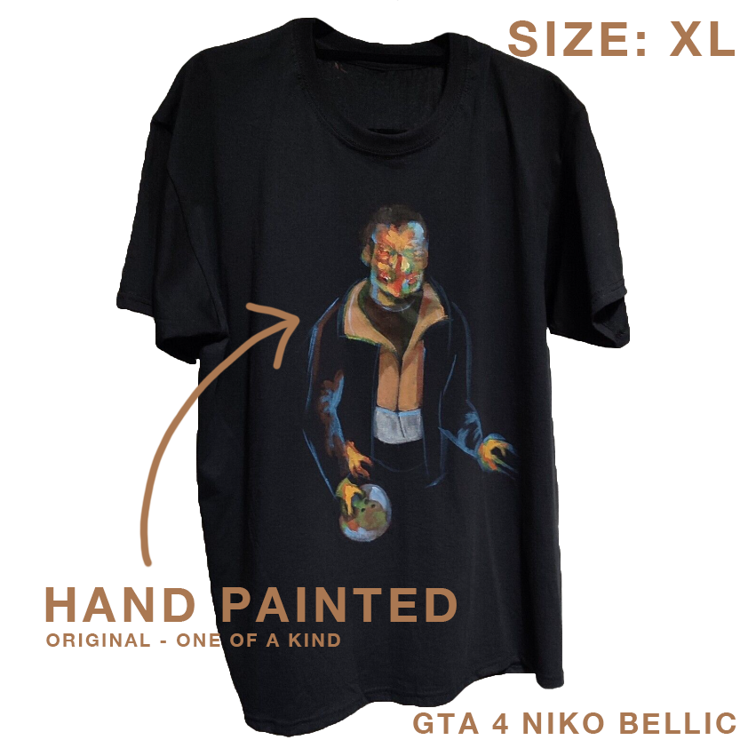 HAND PAINTED T Shirt Grand Theft Auto GTA Art Niko Bellic