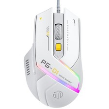 PG1 Wired Gaming Mouse 12800 DPI RGB 6 Programmable Buttons Ergonomic White