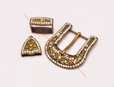 Brass Colorful Crystal Rhinestone Western Floral Belt Buckle Set Fit 30MM Strap