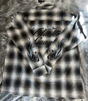 Medium BTS Official Black Swan Flannel Shirt 01 ( Grey Black)