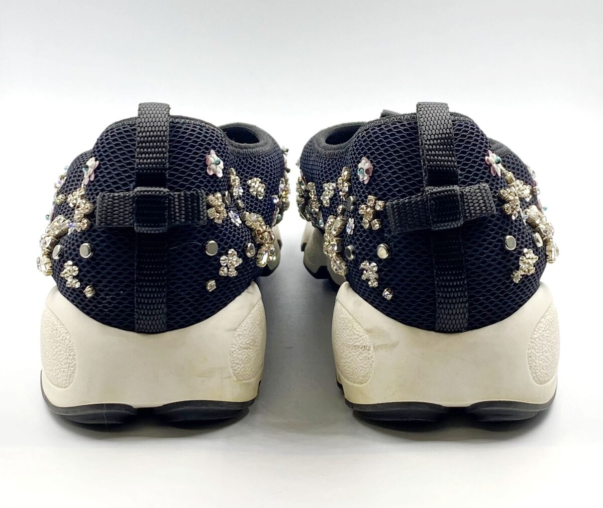 DIOR Black Floral Crystal Embellished Mesh Fusion Slip On DIOR Black Floral Crystal Embellished Mesh Fusion Slip On