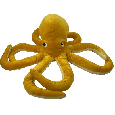 IKEA Blavingad Octopus Plush 20'' Soft Toy Yellow Stuffed Sea Creature Squid Gold