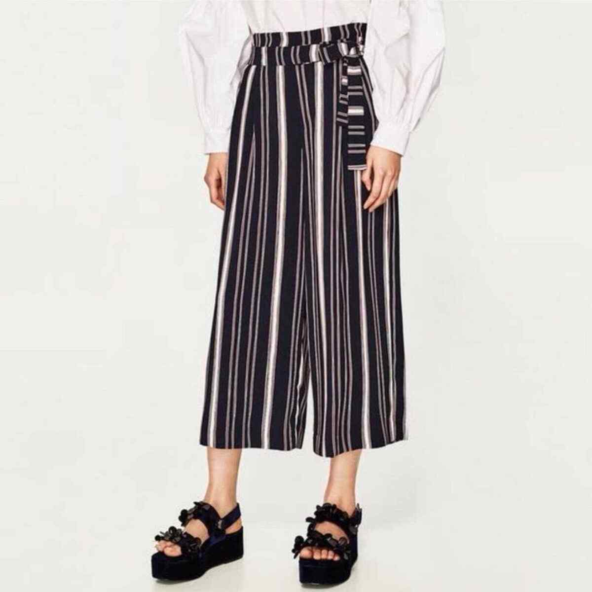 パンツ wide buggy stripe slacks used 90s Black Stripe Buggy Slacks Pants Waist 80cm Used | eBay
