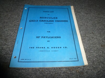 Hercules QXD-3 Gasoline Engine for HF Payloaders Parts Catalog Manual List xz