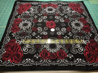 6 RED ROSES & PAISLEY BANDANA\'S NEW VTG WAMCRAFT Crafted w Pride All Cotton RN13960 Paisley Red  main image 3
