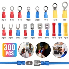 300Pcs Assorted Crimp Spade Terminal Insulated Electrical Wire Connectors Kit