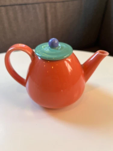 Vintage 1980s Lindt-Stymeist Colorways: Mini Teapot & Lid, 4" Tall, Salmon Color