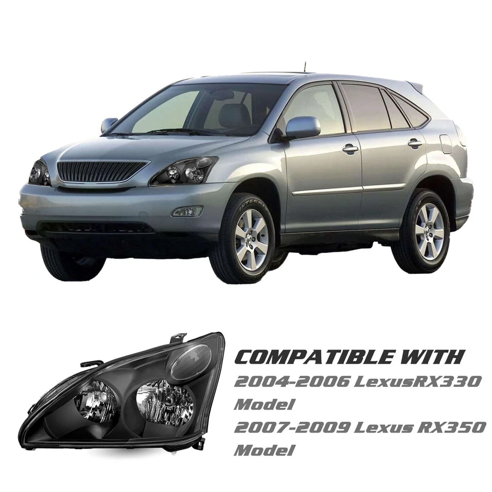 For 2004-2009 Lexus RX350 RX330 Halogen Black Headlights NOT HID Left+Right - Image 4 of 4