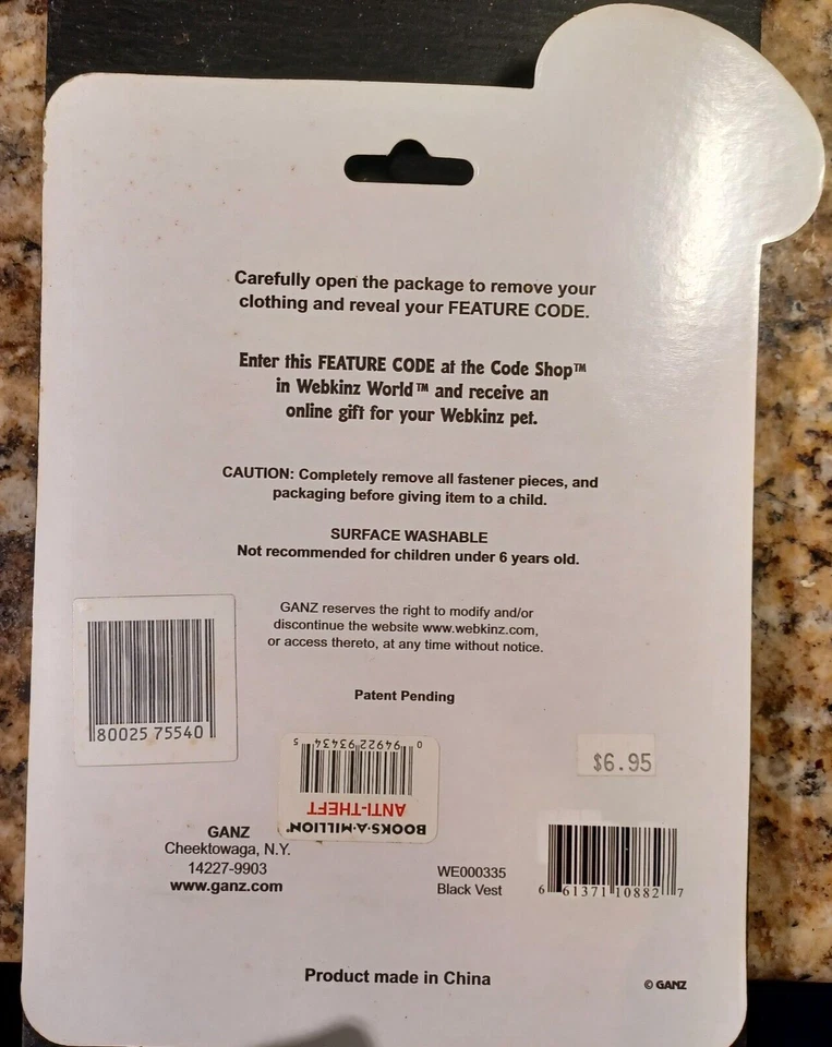 Ganz Webkinz Clothes - Black Vest - BRAND NEW -FACTORY SEALED -FREE SHIP-JBOX-14 - Image 2 of 2