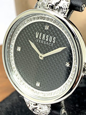 Versus by Versace Women's Watch VSPZU0121 Black Dial Silver Case Leather Band