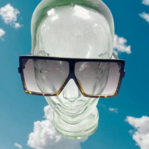 Oversized Square Tortoise Shield Frame Sunglasses