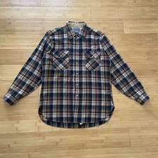 VTG Pendleton Board Shirt Mens Large Brown Tan Plaid Wool 60s 70s Made In USA