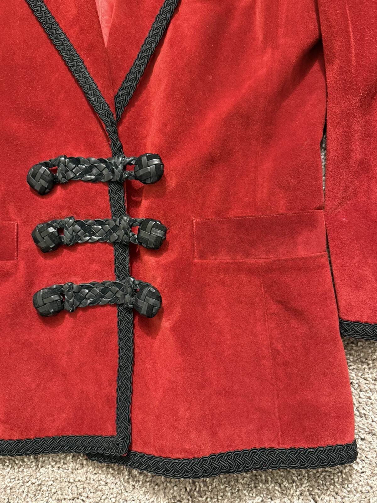 Giacca di pelle scamosciata rossa YVES SAINT LAURENT Rive Gauche anni 80