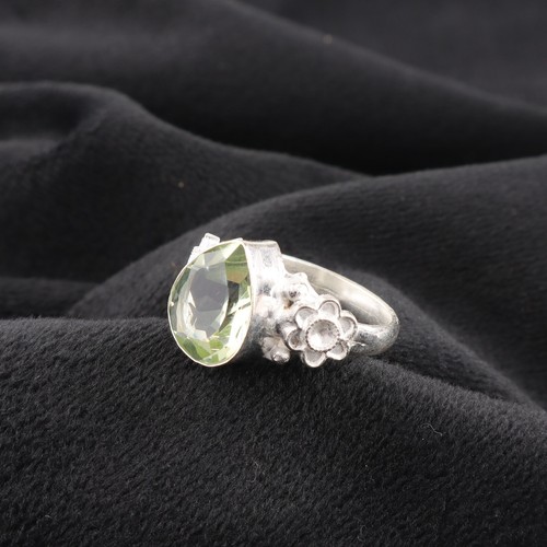 Anillo de plata esterlina 925 con piedras preciosas de amatista verde hecho a mano anillo de joyería para regalo - Imagen 2 de 3