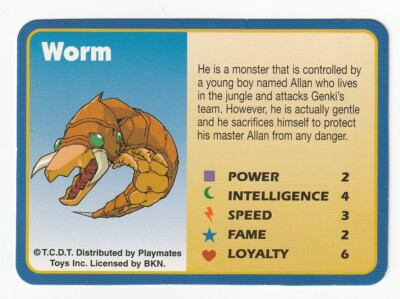 MONSTER RANCER - WORM - TCG BKN / PLAYMATES TOYS 1999 SAMMELKARTENSPIEL - EX RAR