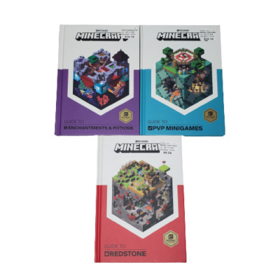 Lot of 3 Mojang Minecraft Guide to  Enchantment Redstone PVP Minigames Hard Back
