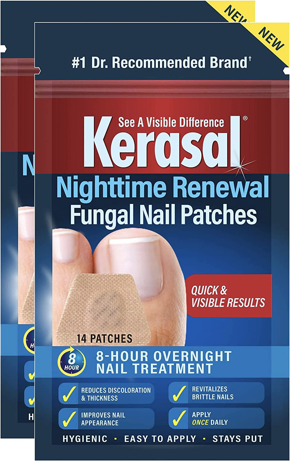 Kerasal Nighttime Renewal Fungal Nail Patches 14 Patch Twin Pack 8-Hour Nail
