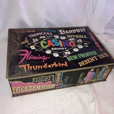 RARE VINTAGE CANDY TIN - VEGAS CASINO -CARGO CANDY CO. PITTSBURGH - EAGLE  CAN