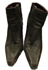 GUC Prada Brown Distressed Leather Squared off Toe Ankle Boots Size 37 or 7