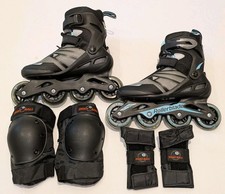 Rollerblade Zetrablade Inline Skates W Womens Size 8 Black Blue w/Pads