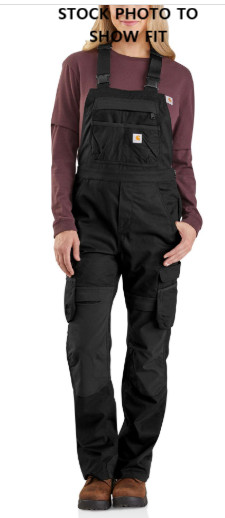 Mono con tirantes Carhartt para mujer de acero resistente flexible calce relajado cargo negro pequeño