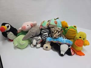 TY BEANIE BABIES(LOT OF 14) some Have PVC Some Have PE Pellets. Most Have Tags.